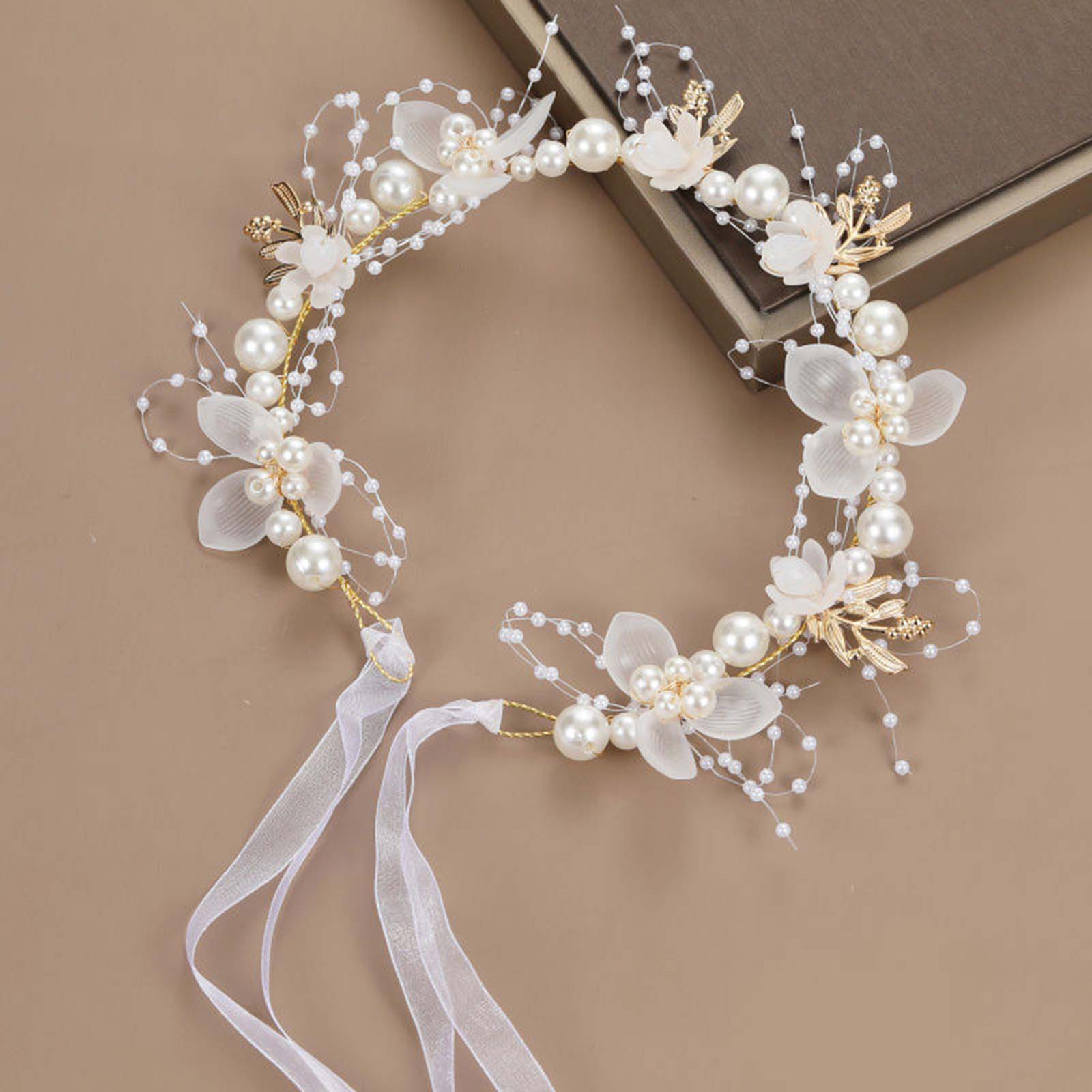 Wedding Arch Flower - Pearls flower Headband Bridal wedding hair