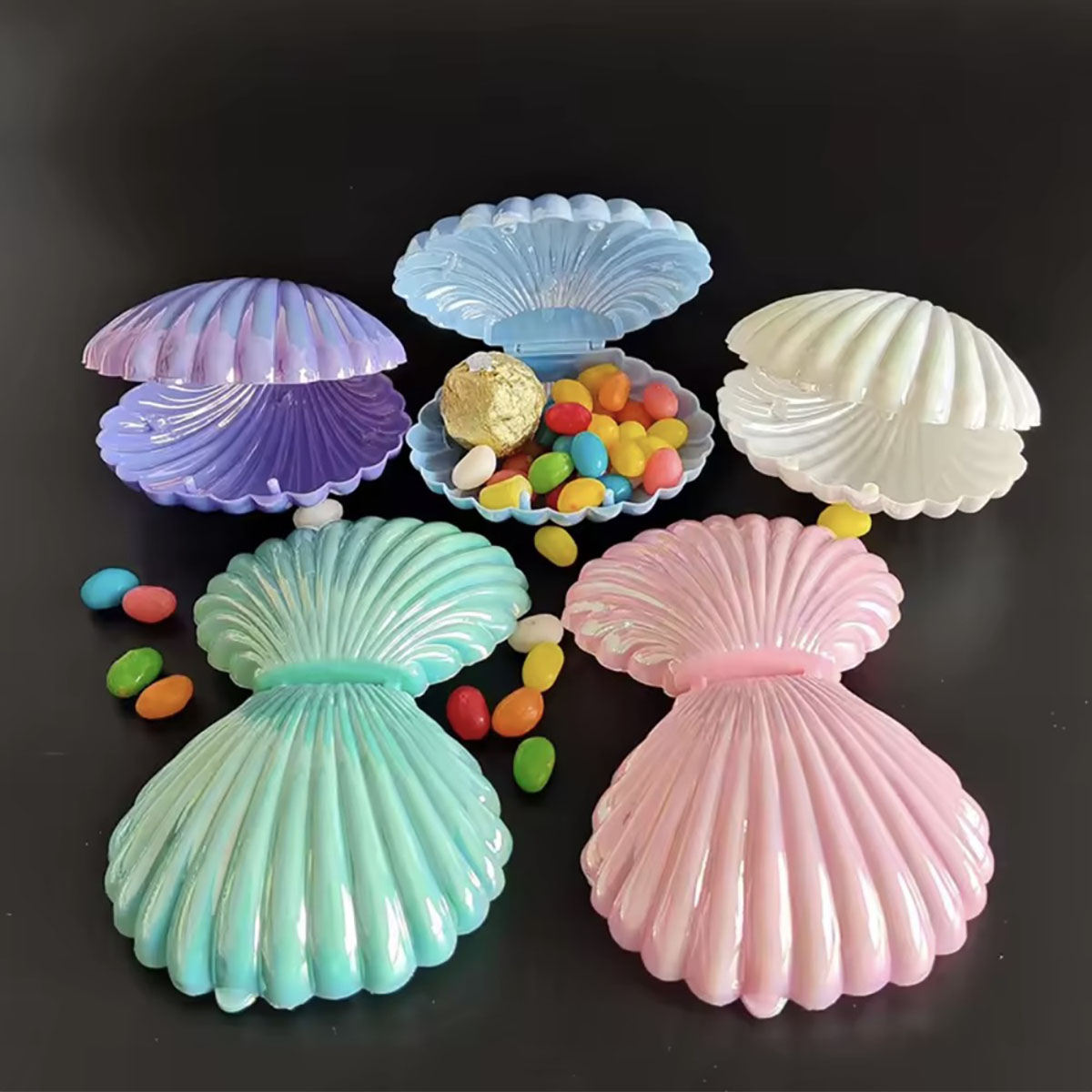 Wedding Favor Box - 5pcs Shell Candy Gift Box Plastic