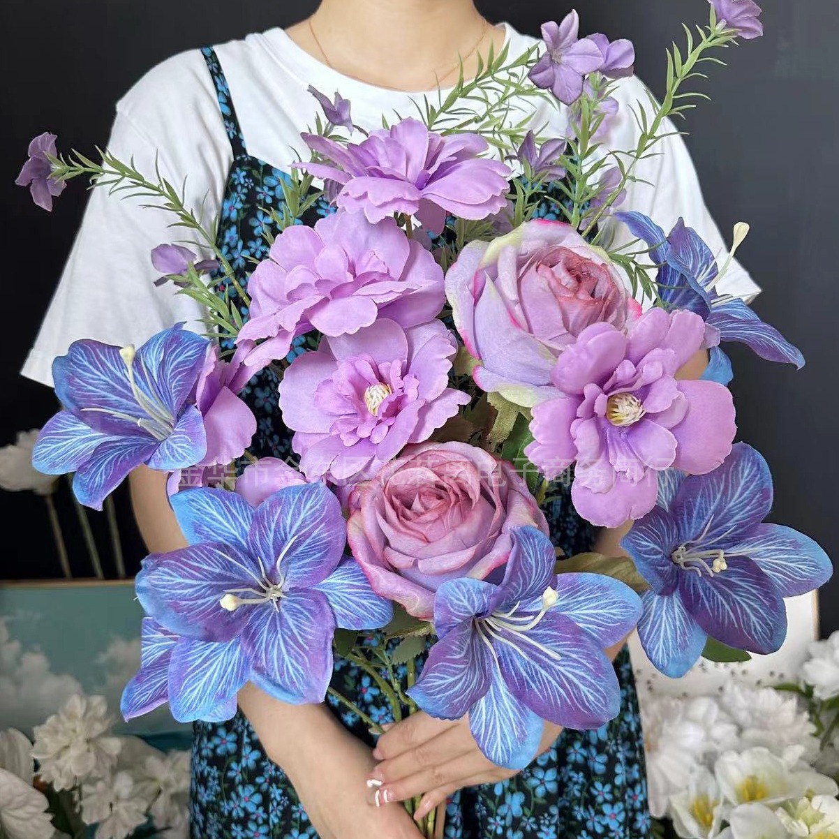 Purple Blue Monet Style Artifi - đánh giá và giá Wedding Supply Shops