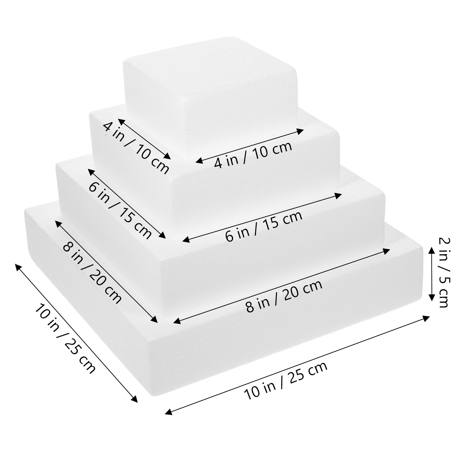 4Pcs Foam Cake Dummies Cubic S - đánh giá và giá Wedding Cake Supply
